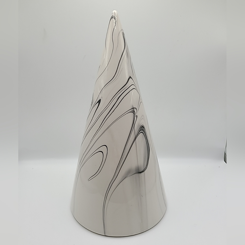 Wondershop 9" Faux Marbled Ceramic Cone Christmas Tree Figurine Winter